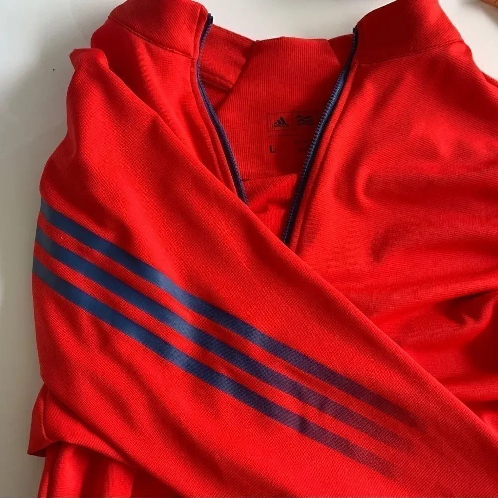 ADIDAS MENS HALF ZIP TRACK JACKET RED SIZE LARGE